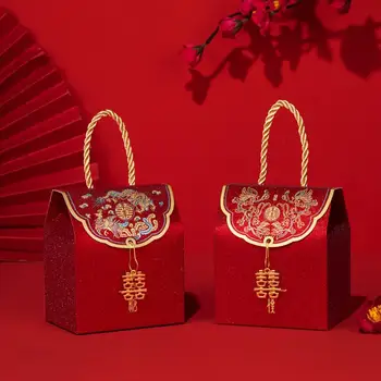 1 Комплект подарочной коробки для конфет из нежной, приятной на вид бумаги с китайским традиционным символом Xi для свадьбы