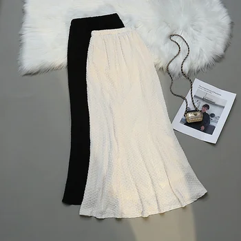 Летняя юбка Женская Винтажная Корейская мода Плиссированные юбки с высокой талией Женские Элегантные Тонкие юбки Миди Faldas Mujer