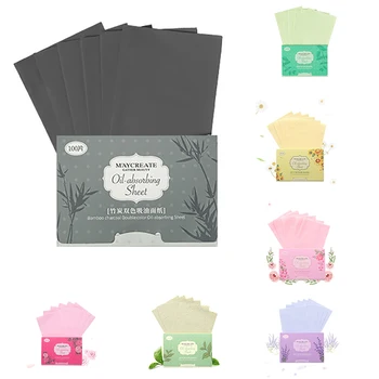 100 листов / упаковка Салфетки для масла для лица с зеленым чаем Очищающая бумага для контроля масла для лица Впитывающая бумага Инструменты для макияжа