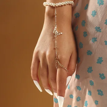Модное кольцо на палец с подвеской-звеном цепи для женщин, Богемная индивидуальность, Регулируемые Браслеты с подвесками, Модный подарок для вечеринки для девочек