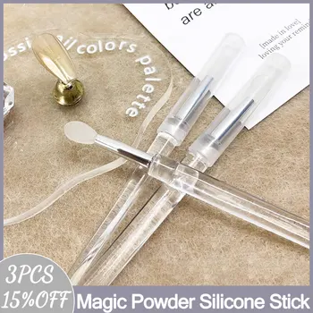 MUSELUOGE Многоразовая Силиконовая палочка для ногтей с крышкой Удобный Маленький инструмент для ногтей для нанесения пудры Aurora / Magic Mirror Powder