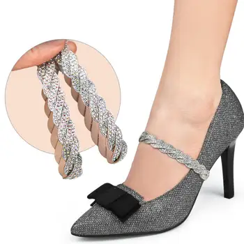 1 пара ремешков на щиколотках для обуви на каблуках, эластичная съемная лента со стразами для обуви на высоких женских каблуках, шнурки для обуви с защитой от падения