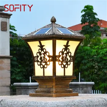 SOFITY Solar Открытый классический светильник на столбе, Ретро Водонепроницаемый светодиодный настенный светильник на столбе, светильники для домашнего сада
