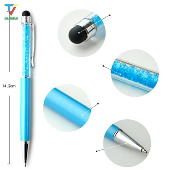 500шт 2 в 1 Стилус Сенсорная ручка Роскошные Алмазные емкостные сенсорные ручки с экраном шариковая ручка для iphone 6 7 8 x samsung tablet pc