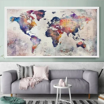 Алмазная мозаика Абстрактная Карта мира Большая Алмазная картина Diy Полная Дрель Вышивка крестом Пейзаж для вышивания Новый Домашний декор 2022 года