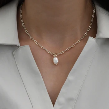 Ожерелье из натурального пресноводного жемчуга стерлингового серебра 925 пробы, модные повседневные украшения для женщин
