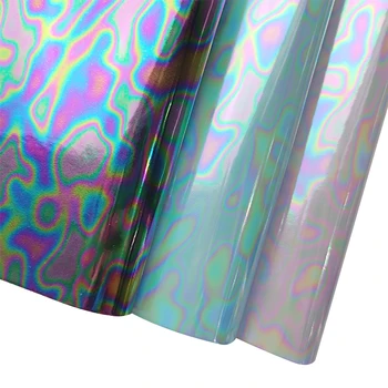Матовое / Глазурованное Радужное камуфляжное зеркало Искусственная кожа PU Ткань для изготовления сумок для обуви Банты для ремня 46 *135 см