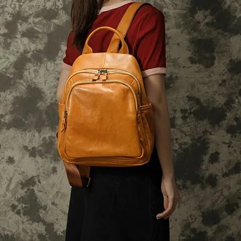 2023 Женские рюкзаки из натуральной кожи для школьников, подростков, сумка для девочек, высококачественный мужской рюкзак для путешествий из воловьей кожи