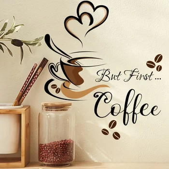 Креативные наклейки на стену для кофейных чашек, Самоклеящиеся наклейки на стену, кафе, спальня, декор гостиной, Обои для украшения домашней кухни