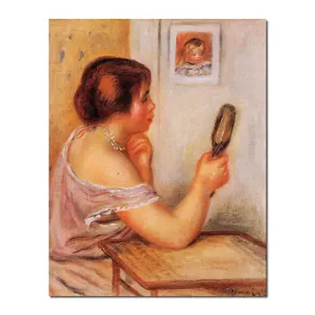 галерея современного искусства Gabrielle Держит в руках Зеркало с Портретом Коко Пьера Огюста Ренуара, картина Высокого качества Ручной росписи