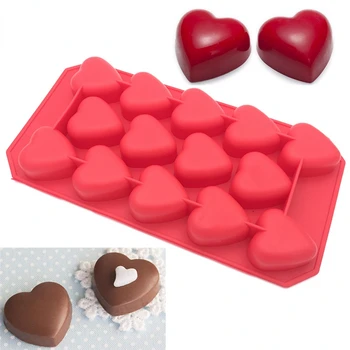 Романтическая 3D-форма для шоколадного торта в форме сердца с 14 отверстиями, Силиконовая форма для выпечки ручной работы, форма для мороженого для маффинов