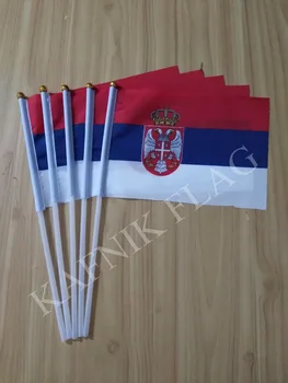 Кафник, 5шт. Национальный флаг Сербии, размахивающий рукой, 14 *21 см, флаг из полиэстера, бесплатная доставка