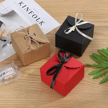 10 шт. Свадебные сувениры из крафт-бумаги для гостей, Маленькие подарочные коробки для конфет с лентами, упаковочная коробка ручной работы, декор для вечеринки по случаю дня рождения