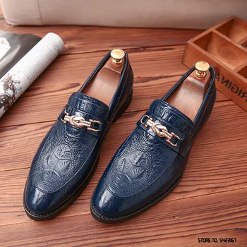 Новые металлические туфли-оксфорды на плоской подошве с крокодиловым тиснением, мужские повседневные лоферы, Обувь для вечернего платья Sapatos Tenis Masculino