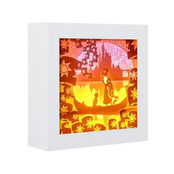 Светодиодная лампа Shadow Box Рамка Аниме Фигурки Принцессы Фоторамка Ночник для спальни Настенное искусство Рождественский подарок на Новый 2024 год
