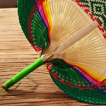 Бамбуковый веер с красочным персиковым сердечком, женский веер в народном стиле, реквизит для декоративного ручного веера в форме персика
