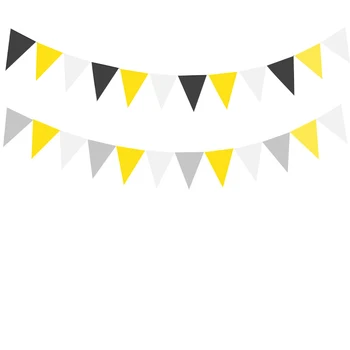 12 флагов Серый Желтый Белый Черный Тканевые Вымпелы Бантинг Баннер Свадьба/ Хэллоуин Детский день рождения Гирлянда Украшения Принадлежности