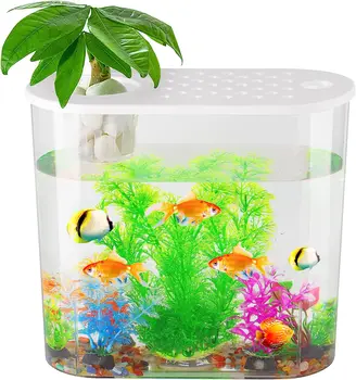 Аквариум Betta с имитацией водных растений, Акриловый Аквариум, Аквариумный Стартовый набор, Аквапоника для домашнего офиса