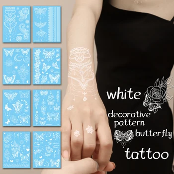 Временные татуировки белой хной для женщин, Кружевная Наклейка Хной, Искусственная татуировка для рук, Женская Татуировка для защиты тела, Дулхан, Марокканский Дизайн