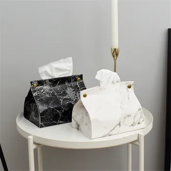 Коробка для салфеток с мраморным рисунком в европейском стиле из искусственной кожи для автомобиля, дома и отеля