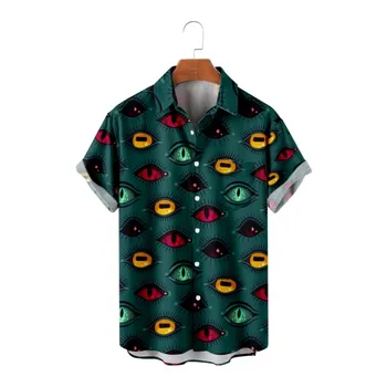 Повседневная гавайская рубашка для мужчин в модном стиле с рисунком глаз, 3D-принтом, Harajuku Street Hombre, Модная пляжная одежда оверсайз 4