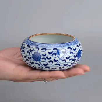 Цзиндэчжэнь Антикварный Бело-голубой Фарфор для мытья посуды Ведро для остатков чая Чайный сервиз Кунг-фу Аксессуары для Чайной церемонии Чаша для воды
