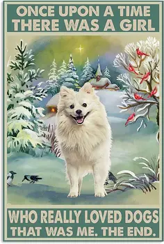Металлические Жестяные вывески Жила-была Девушка, которая действительно любила ретро-вывески с американской эскимосской собакой Винтажная Алюминиевая Жестяная вывеска для дома