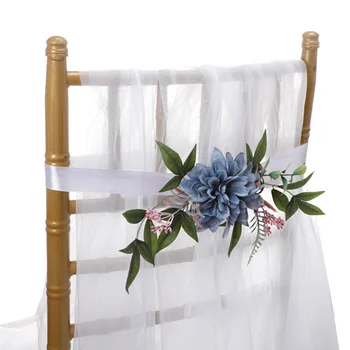 Цветочное украшение свадебного стула, искусственная цветочная композиция для спинки свадебного стула, имитация букета для украшения банкетного стула