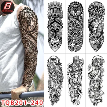 Новая татуировка на всю руку водонепроницаемая татуировка с большим изображением руки в виде цветка, руки льва, горячая продажа временной татуировки, наклейка