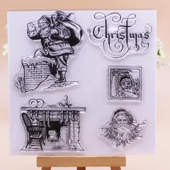 Рождественский камин Санта Своими руками Прозрачные штампы, прозрачная силиконовая открытка, ручной счет, Резиновые штампы, Рождественская поздравительная открытка