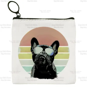 Французский Бульдог, кошелек для монет, винтажный мини-кошелек, сумка для мелочи, Kawaii для любителей собак, Графические ключи, сумка для карт, сумка для хранения карт, молния