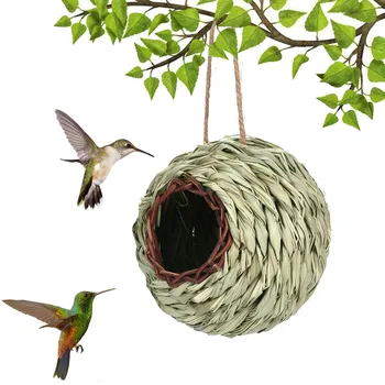 Птичье гнездо Птичья клетка Натуральная трава Клетка для яиц Птичий домик Наружные Декоративные Плетеные Подвесные домики для гнезд попугаев Принадлежности для птиц