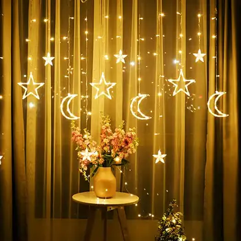 Светодиодная гирлянда для декора вечеринки, гирлянда-ночник, подвеска в виде звезды и Луны, ПВХ высокой яркости для фестиваля