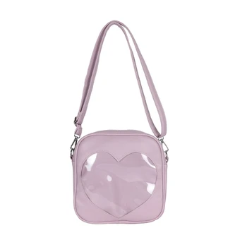 Женская сумка-мессенджер в японском стиле, женская сумка с сердечком, милая прозрачная сумка через плечо для девочек, студенческая сумка-слинг
