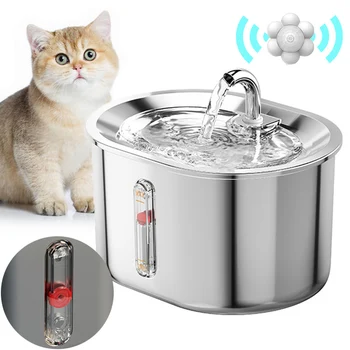 Кран из нержавеющей стали, фонтан для кошек, видимый уровень воды, фонтан для кошек, ультра тихий насос, автоматический фонтан для домашних кошек и собак