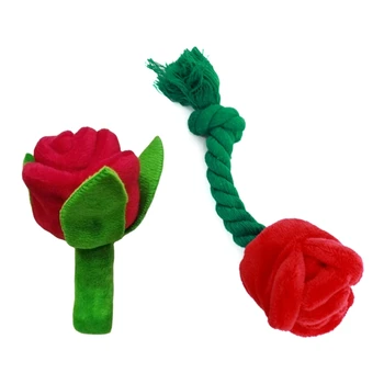 Интерактивная игрушка для собак, Пищащая Плюшевая игрушка, Прочная мягкая жевательная игрушка для маленьких и средних собак, милые формы цветов розы