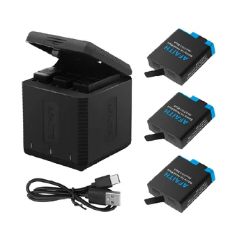 Портативная коробка для зарядки аккумулятора с 3 слотами и USB-кабелем Type-C для GoPro Hero 5 6 7 8, Аксессуары для камеры черного цвета, зарядное устройство 