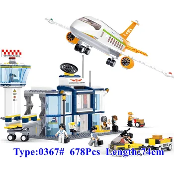 Конструкторы международного аэропорта, строительный набор, игрушки-модели самолетов, кирпичи 678 шт.