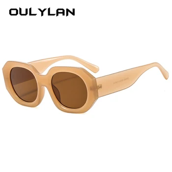 Oulylan Классические Маленькие овальные солнцезащитные очки для женщин, Солнцезащитные очки с прямоугольными висками, мужские Винтажные солнцезащитные очки черного цвета с фирменным дизайном