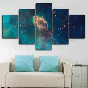 Звезды Туманность Галактика Вселенная 5 Панелей Печать На Холсте Настенный Художественный Плакат Домашний Декор HD Печать Фотографий Картины