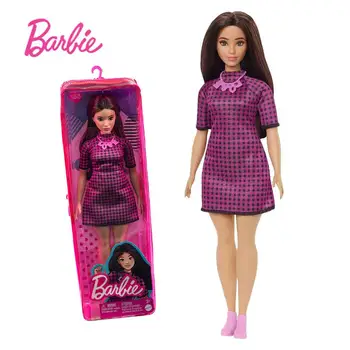 Кавайная кукла Барби Модница Фиолетовая клетчатая группа Одевается в тон принцессе, Милая мультяшная форма, игрушка для девочек, подарок