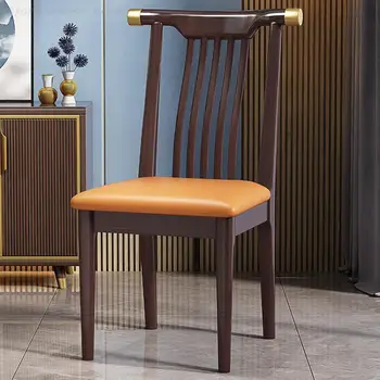 Новый Китайский Обеденный стул из цельного дерева, Домашняя гостиная, Современный Простой табурет с деревянной спинкой, Официальная шляпа ресторана, отеля