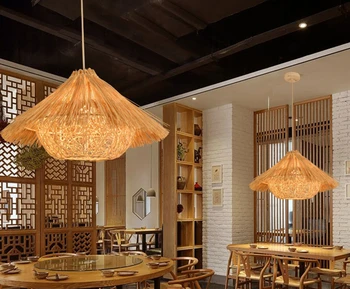 Кулон в китайском стиле Юго-Восточная Азия бамбуковое подвесное освещение креативный сад ресторан хот-пот ресторан Домашнее освещение