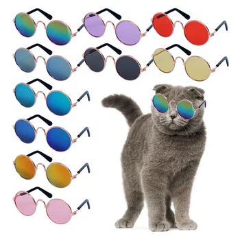 Многоцветные Милые солнцезащитные очки для домашних животных, Классные очки, реквизит для фотографий, защита от кошачьих глаз, Маленькая Собачка, Реквизит для фотографий кошек, товары для домашних животных