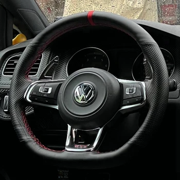 Нескользящая Черная Оплетка Из Искусственной Кожи, Обертка Для Крышки Рулевого Колеса Автомобиля Volkswagen Golf 7 GTI Golf R MK7 VW Polo GTI Scirocco