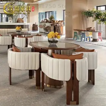 Легкое Роскошное сочетание стола для переговоров в офисе продаж и стула Современный выставочный зал нового китайского отеля, Модельная комната для совещаний