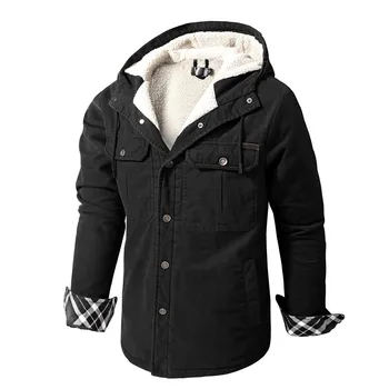 Мужская флисовая куртка с капюшоном, зимние повседневные утепленные Теплые хлопковые свободные парки, мужские уличные тактические военные куртки-бомберы, мужские