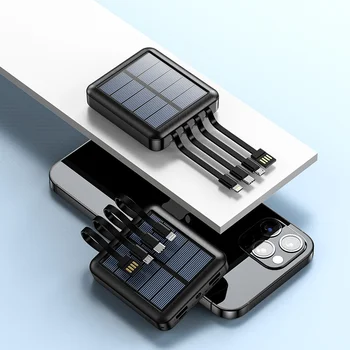 Мини-банк для зарядки солнечной энергии Оптом, Мини-Удобный общий кабель, зарядное устройство для мобильных устройств емкостью 10000 мА, Powerbank