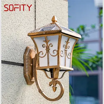 SOFITY Ретро Уличные солнечные настенные бра, светодиодные водонепроницаемые классические лампы IP65 для домашнего крыльца