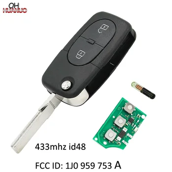 2 Кнопки Дистанционного Управления Ключом Fob 1J0 959 753 A для VW PASSAT GOLF MK4 1998-2000 433 МГц С Чипом ID48